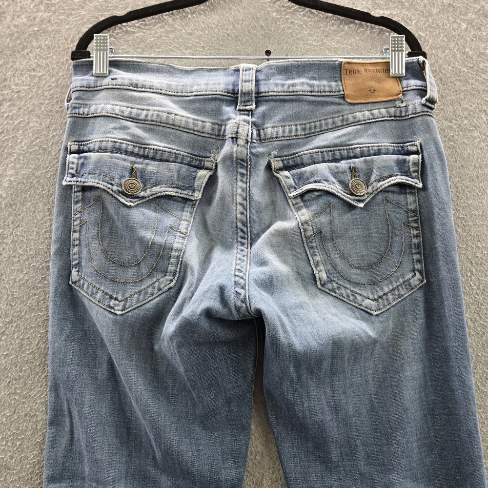 True Religion Men Jeans 33 Light Blue Denim Relaxed Straight Ricky Grunge READ